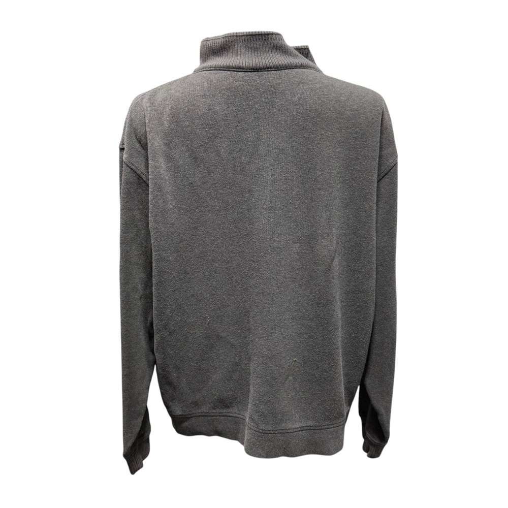 LL Bean Gray Zip Cardigan Jacket Mens XL Cotton Mock Neck Office Neutral Classic - Picture 2 of 11